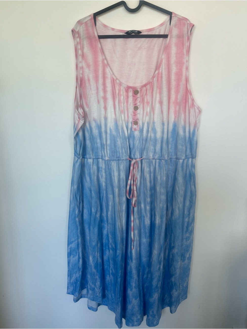 BloomChic Pink & Blue Tie-Dye Sleeveless Drawstring Dress